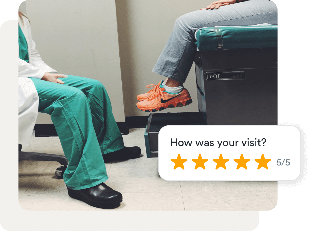 Patient meeting with and review provider