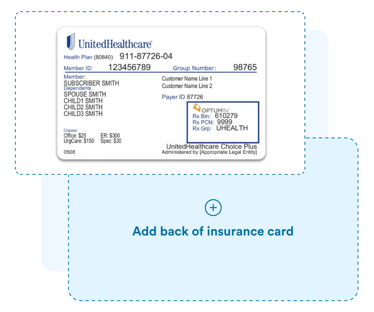 Upload image of insurance card
