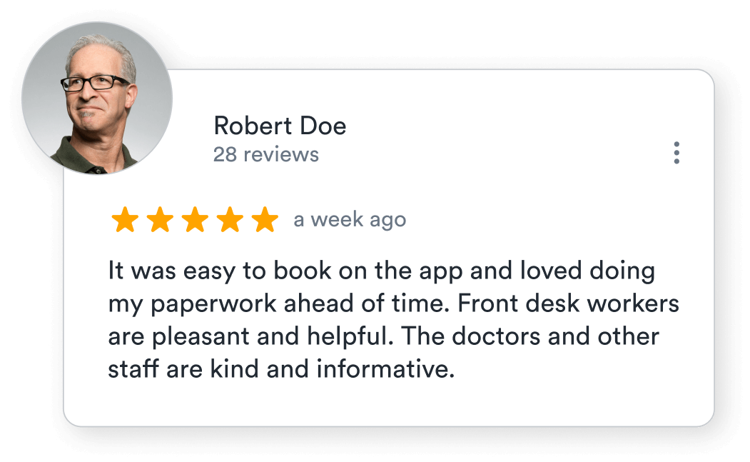 5 Star review with patient image