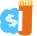 Prescription bottle with dollar sign